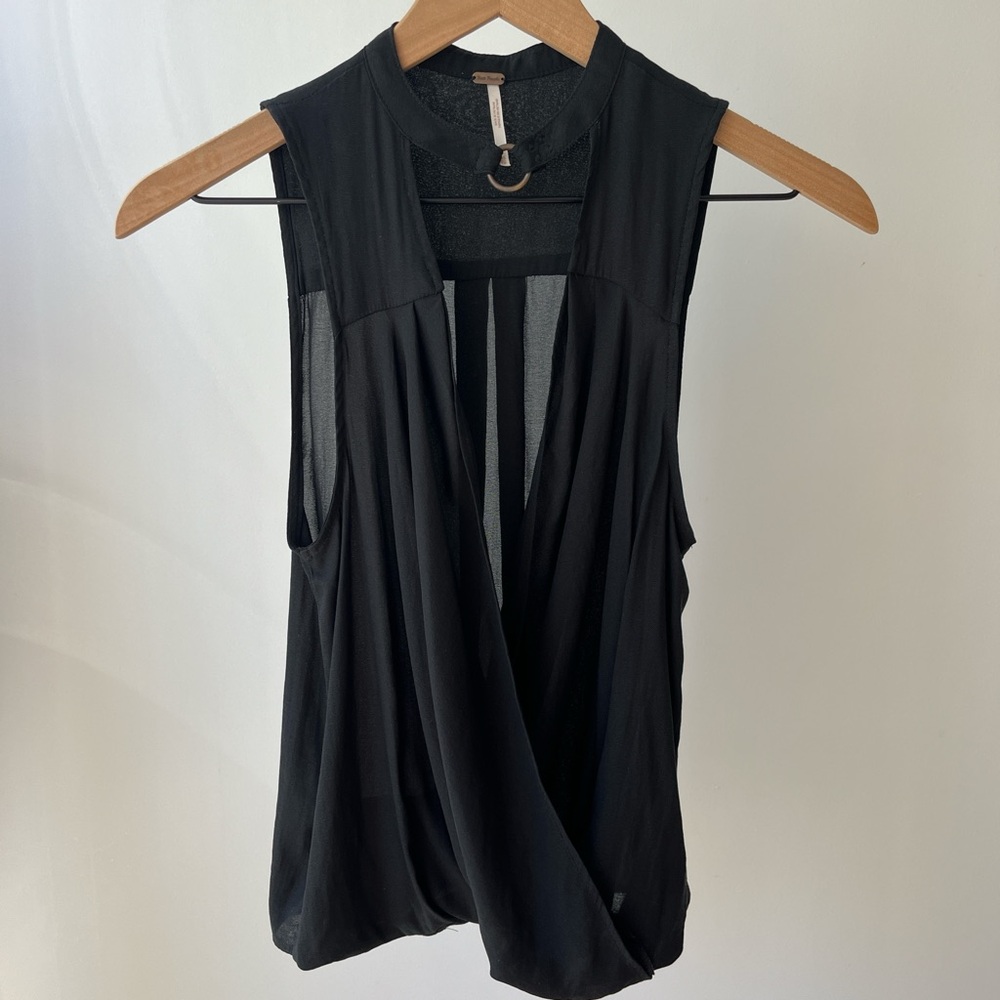 Free People Black Choker Sleeveless Women's Blouse Top